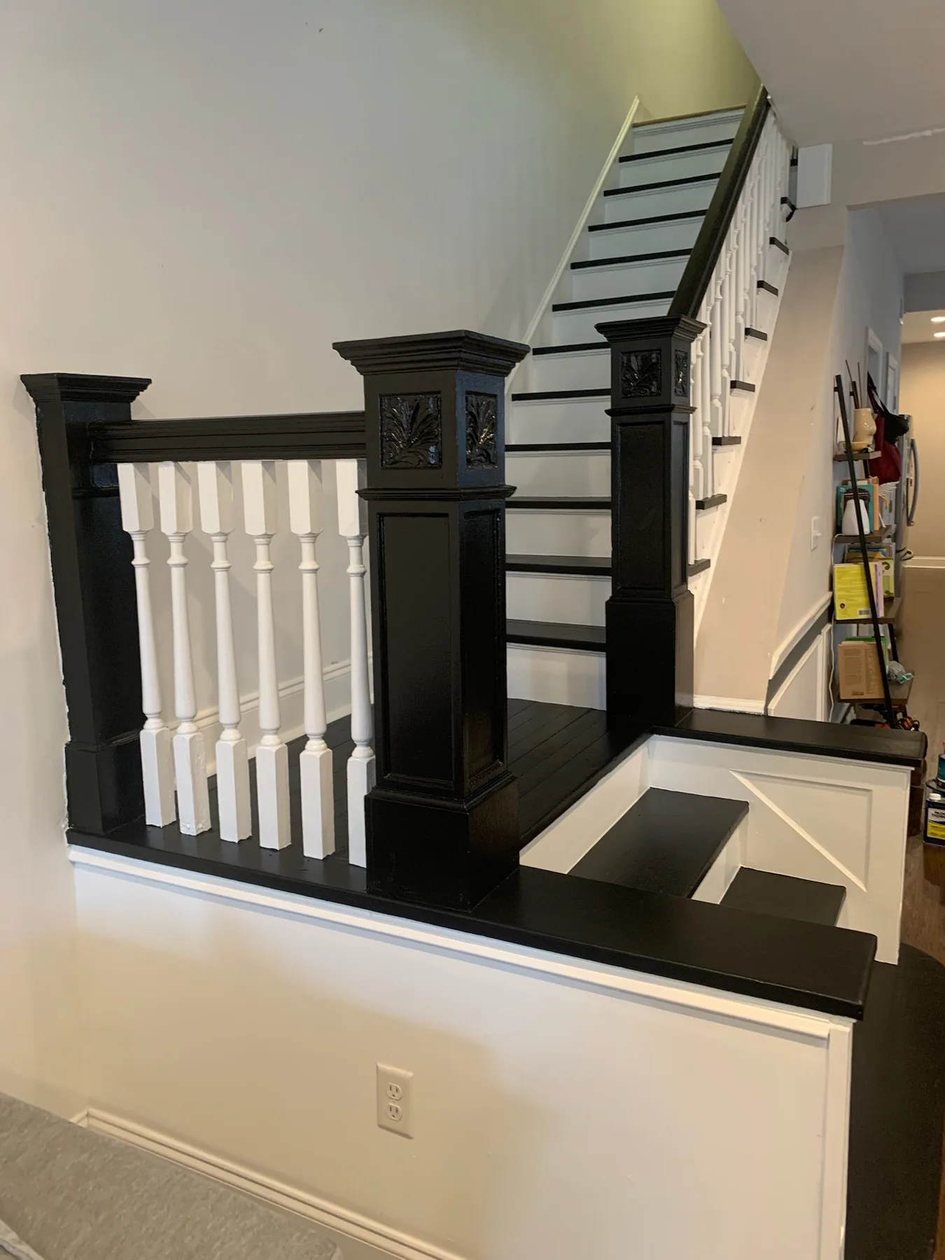 Finished staircase rail and landing viewed from the hall