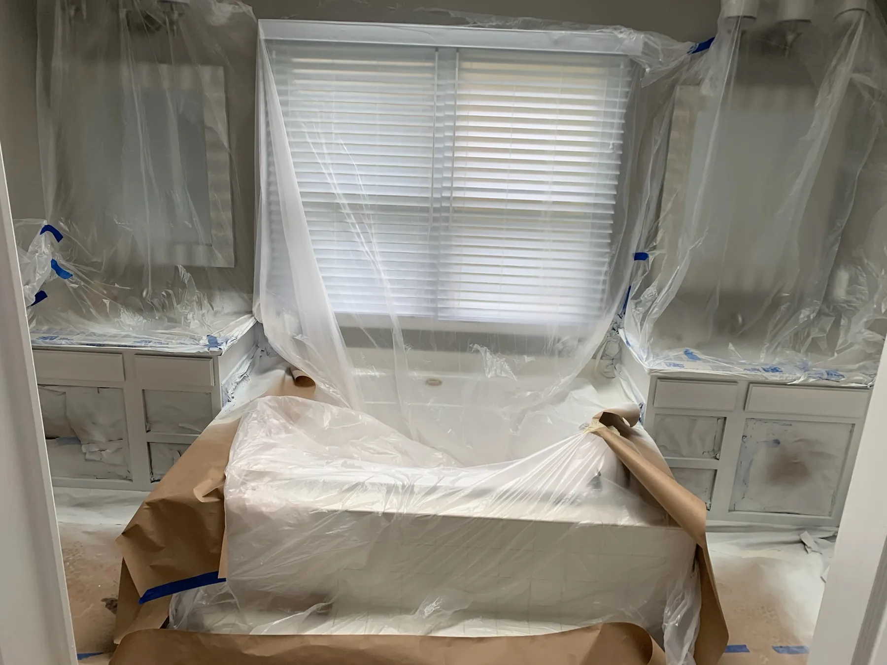 Bathroom protected during an interior repaint
